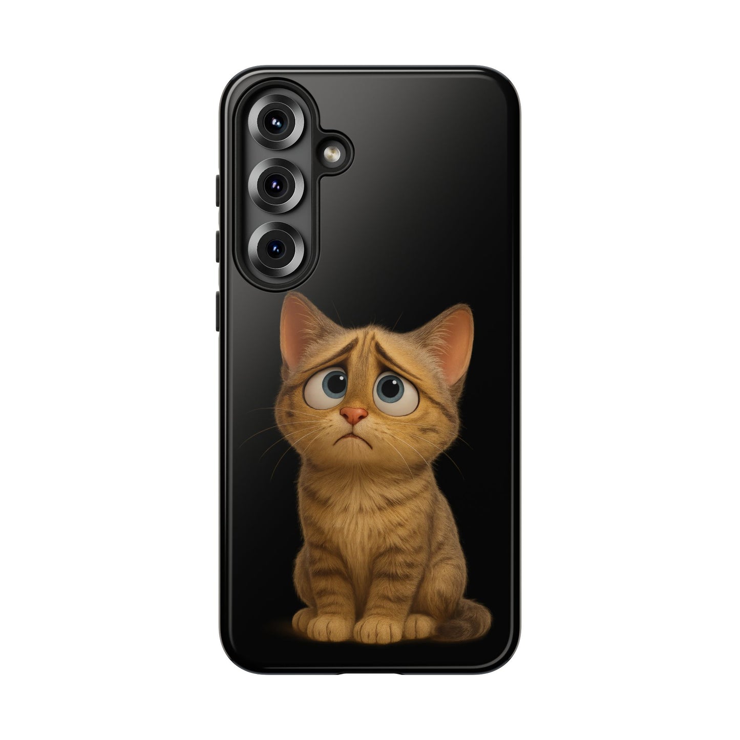 Cute sad kitty design phone case for iPhone by Printify, featuring a protective cat-themed cover with a charming, sad kitty illustration.