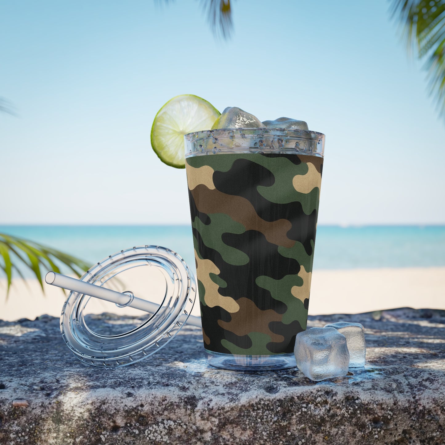 Stylish Camo Tumbler, 16oz Cup with Straw, Perfect for Outdoor Adventures, Gifts for Him, Travel Mug, Eco-friendly Drinkware, Camping