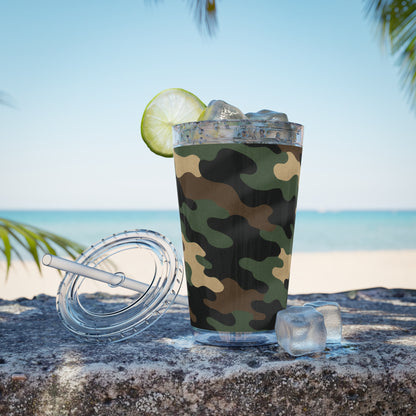Stylish Camo Tumbler, 16oz Cup with Straw, Perfect for Outdoor Adventures, Gifts for Him, Travel Mug, Eco-friendly Drinkware, Camping