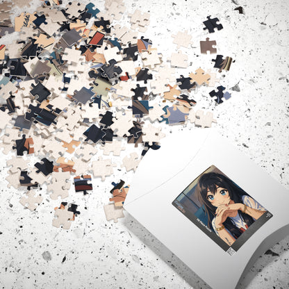 Colorful anime girl portrait puzzle by Printify, 520-piece jigsaw puzzle featuring vibrant artwork and detailed illustration.