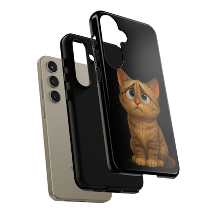 Cute sad kitty print on a protective iPhone case by Printify, featuring a playful, illustrated cat design for iPhone models.