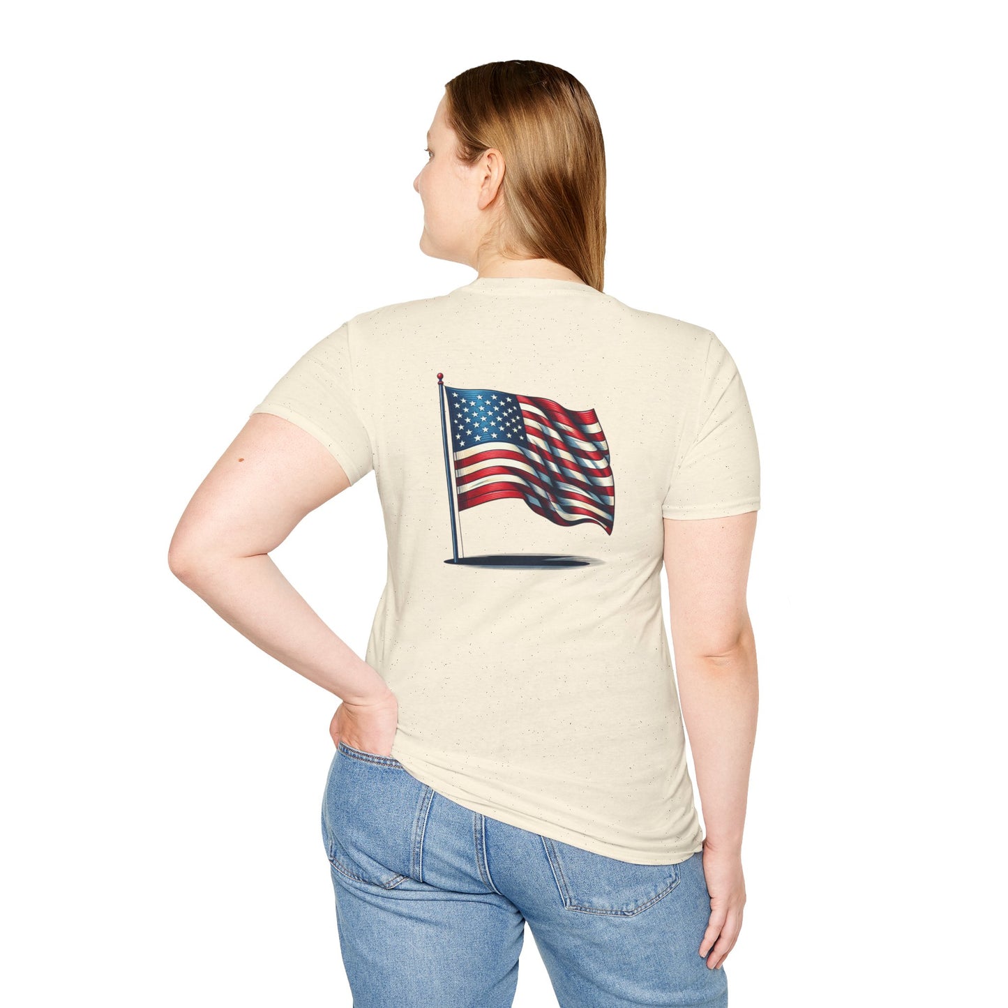 Patriotic Unisex Softstyle T-Shirt, American Flag Tee, USA Pride Shirt, Perfect for Independence Day, Casual Wear - TRV