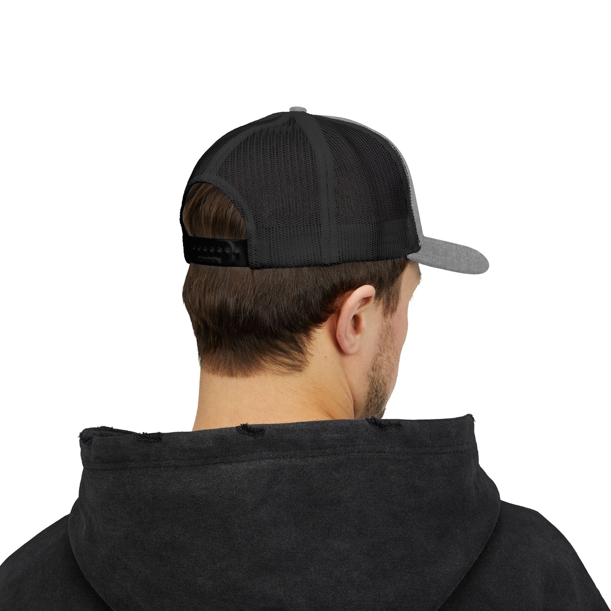 Vintage baseball snapback trucker cap with batter silhouette design by Printify, featuring structured brim and adjustable fit.