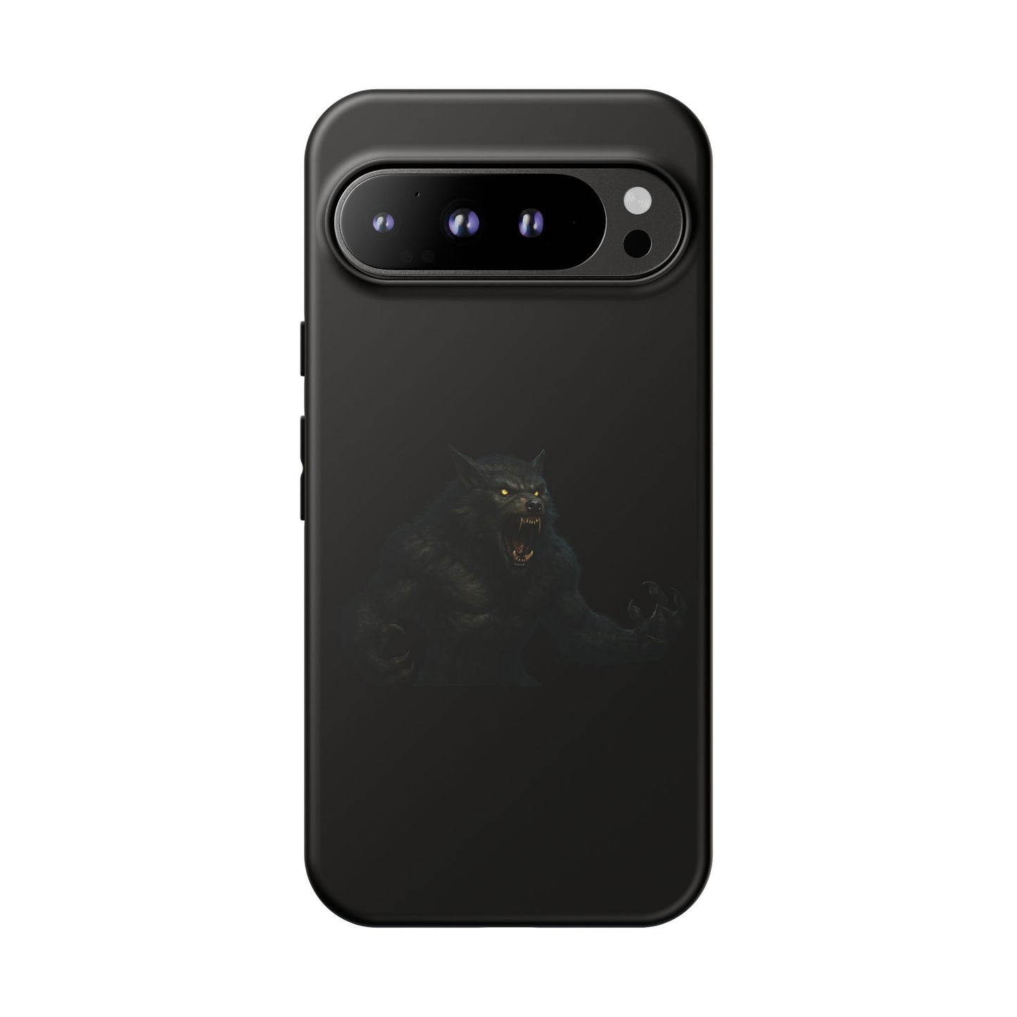 Werewolf phone case with dark monster graphic, tough protective design for smartphone protection by Printify.