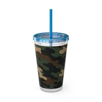 Stylish Camo Tumbler, 16oz Cup with Straw, Perfect for Outdoor Adventures, Gifts for Him, Travel Mug, Eco-friendly Drinkware, Camping - TRV