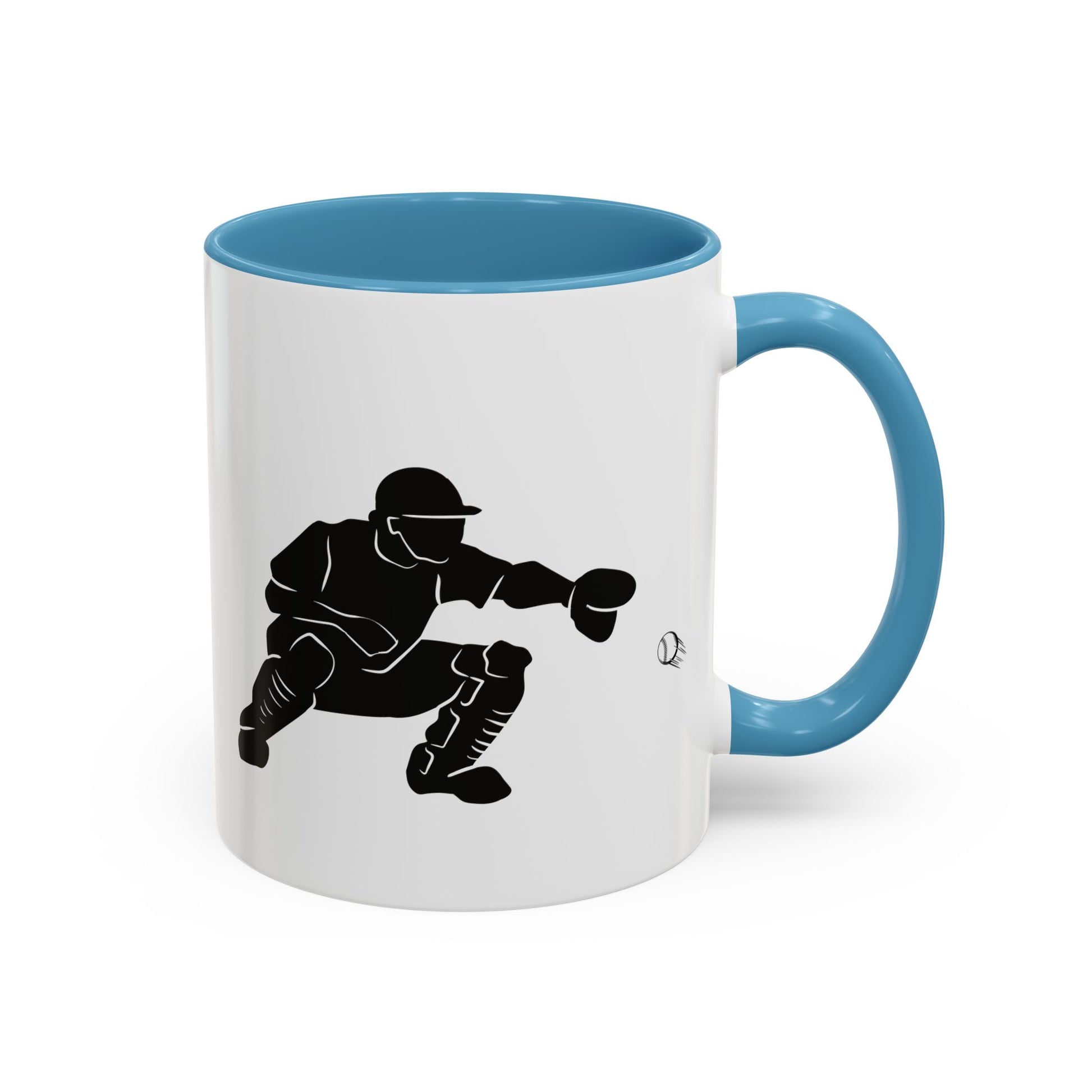 Baseball Catcher Coffee Mug, Sports Gift for Coaches, Black Accent Mug for Fans, Perfect for Birthdays & Celebrations, Unique Cup - TRV