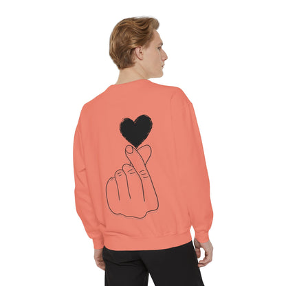Unisex Garment-Dyed Sweatshirt with Heart Design - Cozy & Stylish