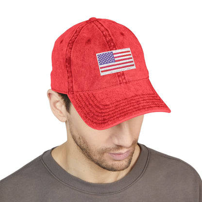 Embroidered Vintage Cap with USA Flag Design - TRV