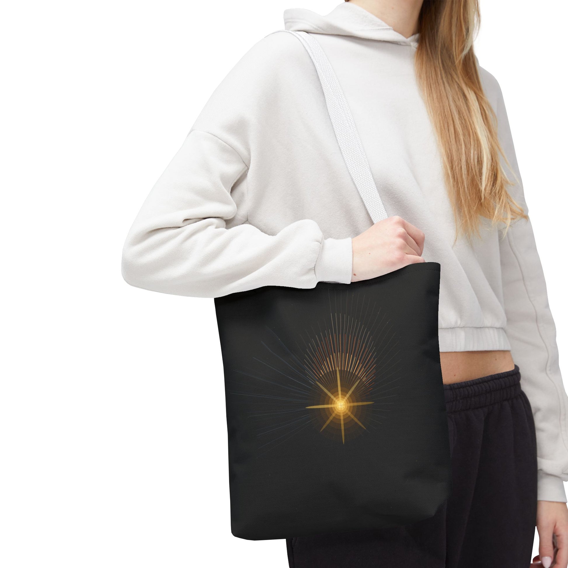 Radiant Starburst Tote Bag | Golden Light Celestial Design - TRV