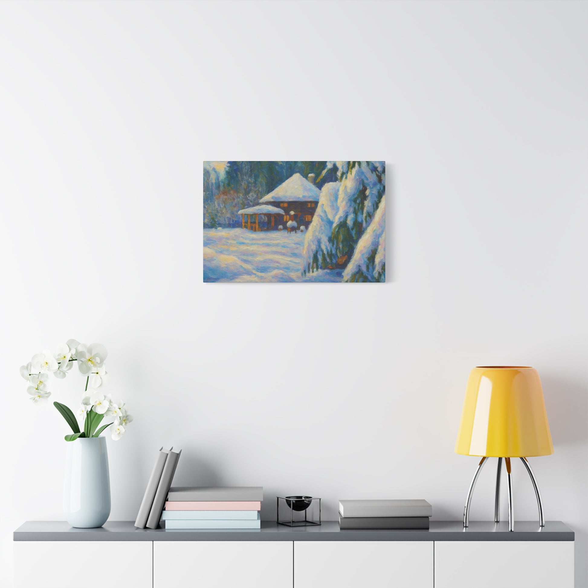 Winter Landscape Canvas Wall Art, Cozy Home Decor, Christmas Gift, Seasonal Artwork, Impressionist Style - TRV