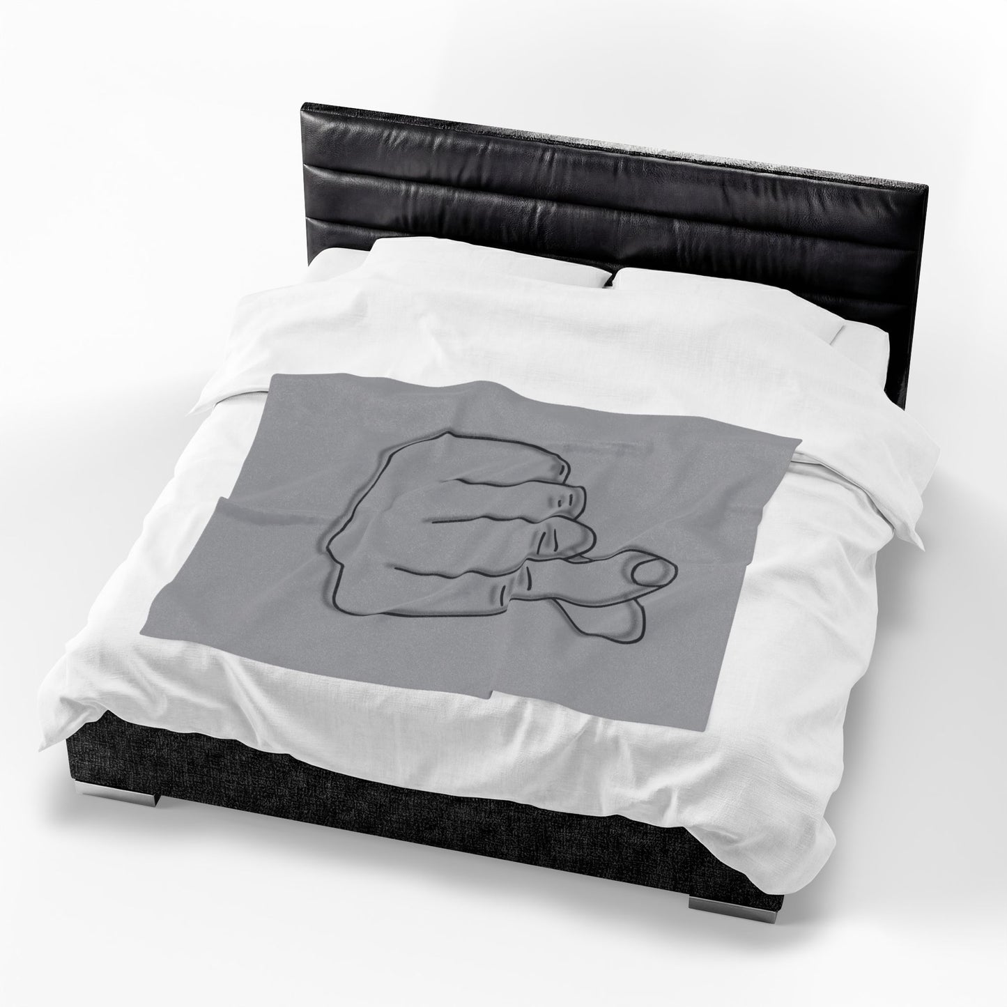 Velveteen plush blanket with heart gesture print, cozy all-over design by Printify, ideal for home decor and gift-giving.