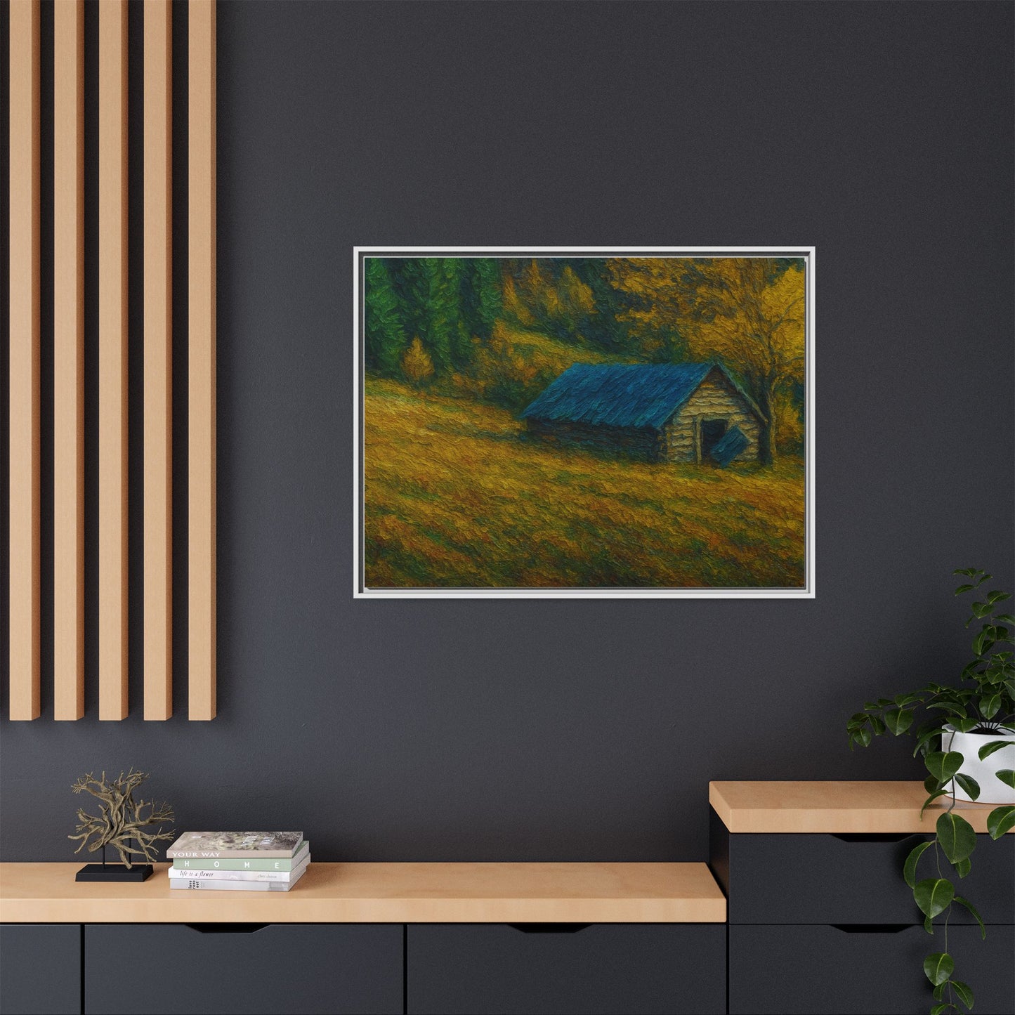 Framed Matte Canvas Print, Rustic Artwork, Farmhouse Decor, Nature Wall Art, Gift for Home, Autumn Decor, Landscape Painting