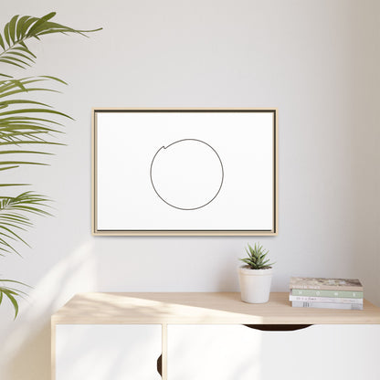 Framed matte canvas wall art featuring a minimal circular line design, ideal for modern home decor.