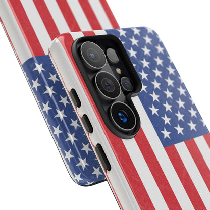 Durable American flag phone case for iPhone by Printify, featuring a tough, patriotic design with stars and stripes.