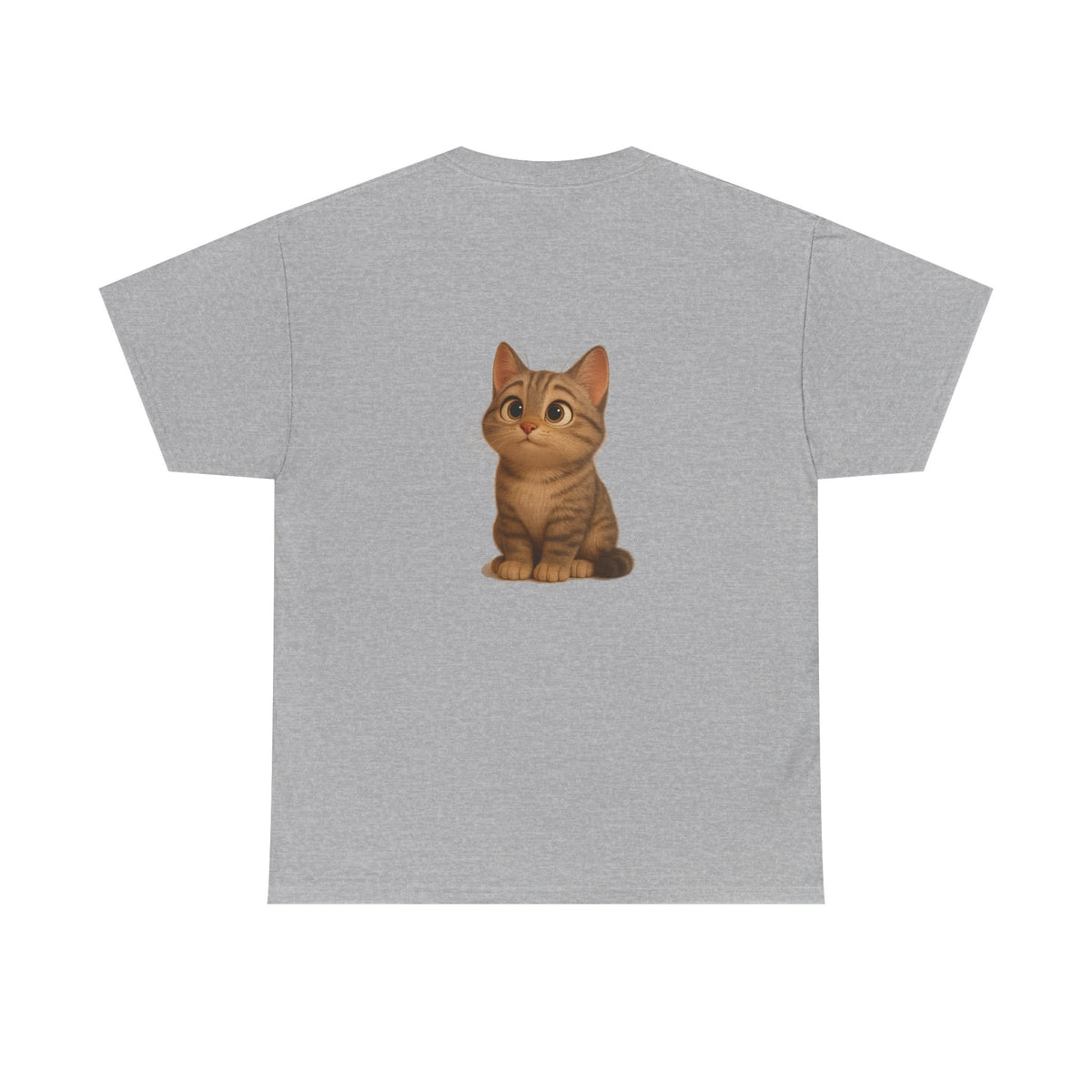 Brown kitten graphic T-shirt for cat lovers, featuring a cute cat design on a comfortable Printify T-shirt.