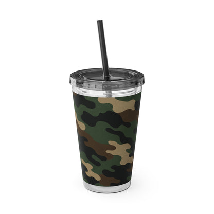Stylish Camo Tumbler, 16oz Cup with Straw, Perfect for Outdoor Adventures, Gifts for Him, Travel Mug, Eco-friendly Drinkware, Camping - TRV