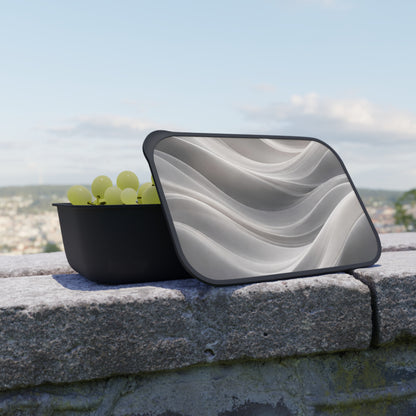 PLA Bento Box — Gray Marble Wave Lunch Container with Band & Utensils