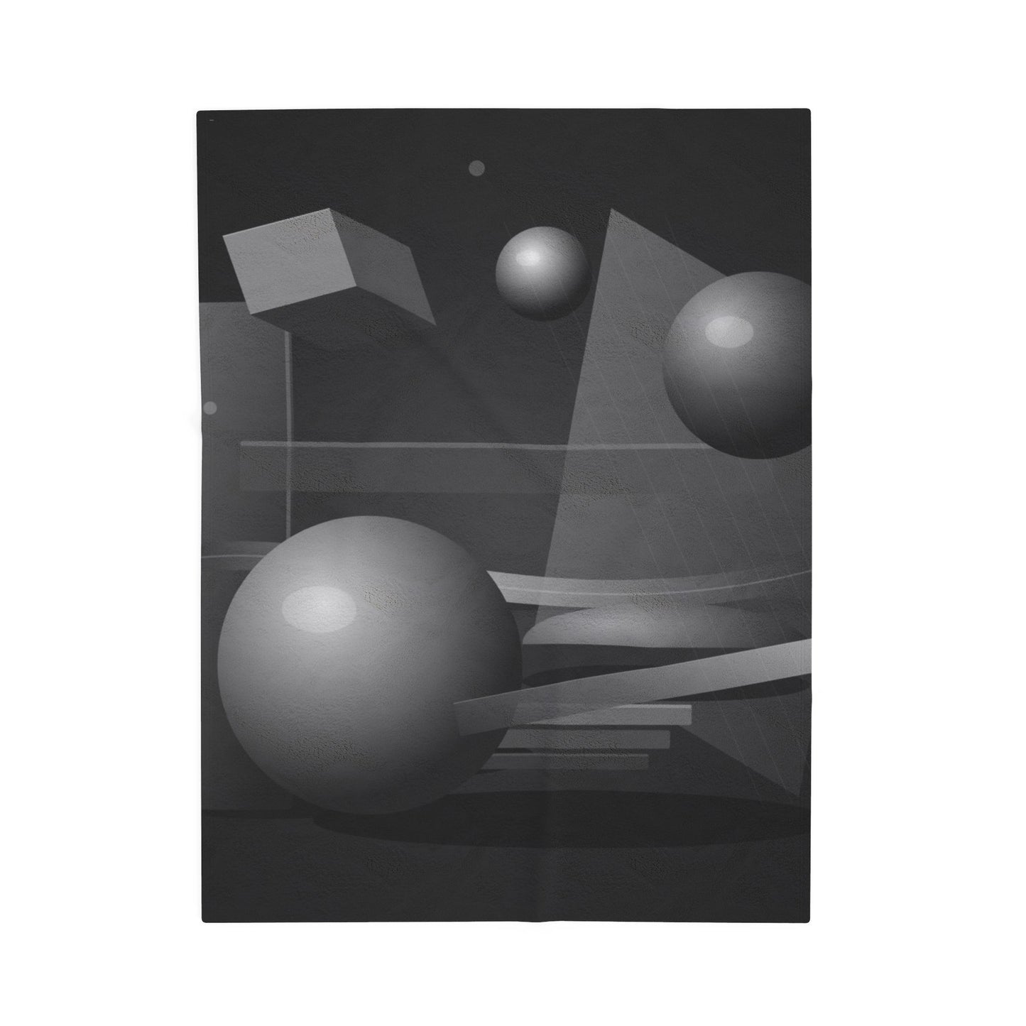 3D Geometric Spheres Velveteen Plush Blanket | Abstract Cube & Sphere Design