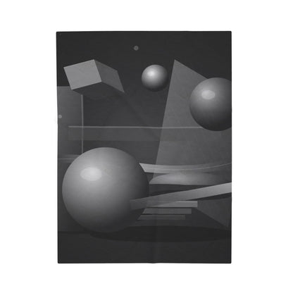 3D Geometric Spheres Velveteen Plush Blanket | Abstract Cube & Sphere Design