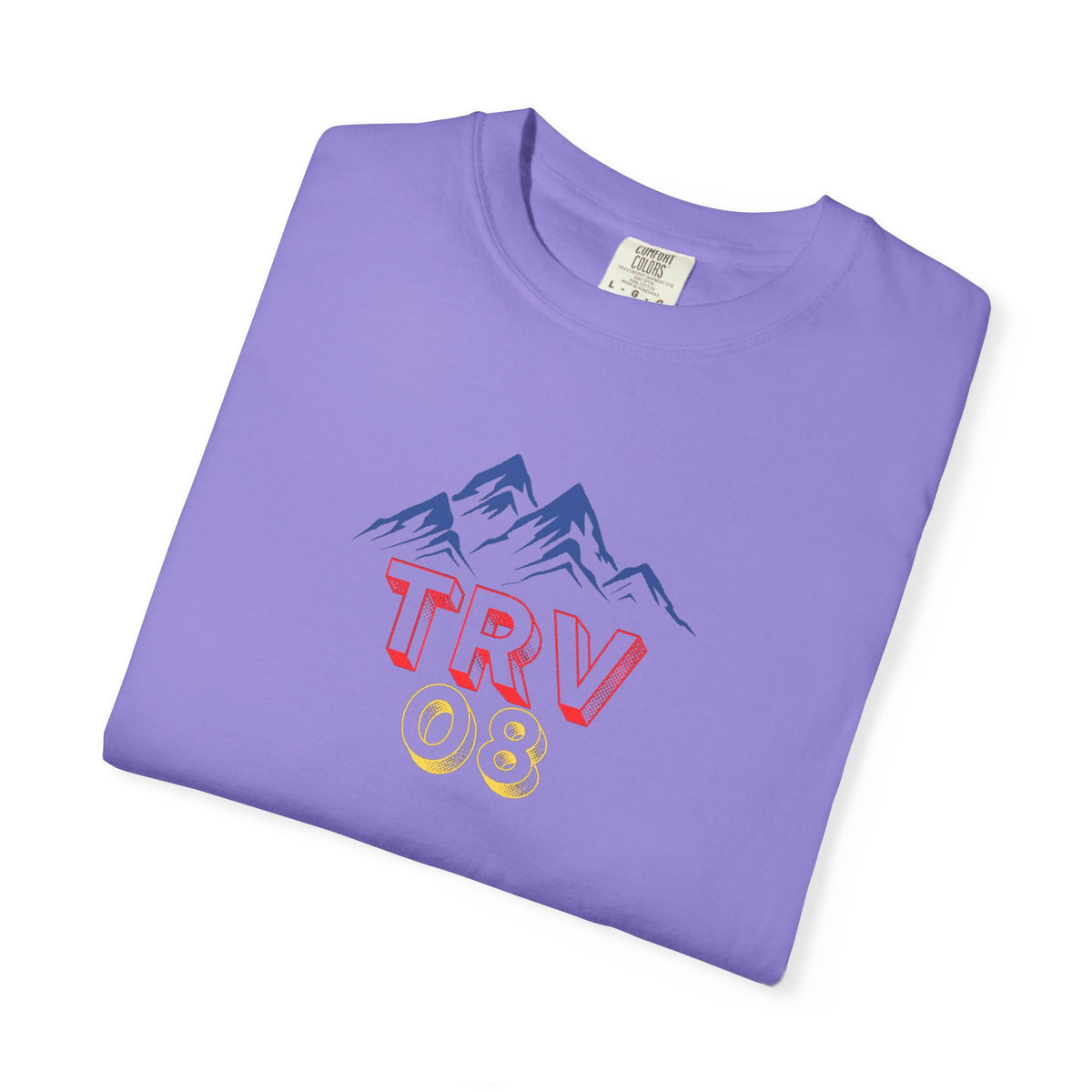 Unisex Printify TRV08 Logo T-Shirt in garment-dyed fabric, featuring a minimalist logo design on a casual cotton tee.