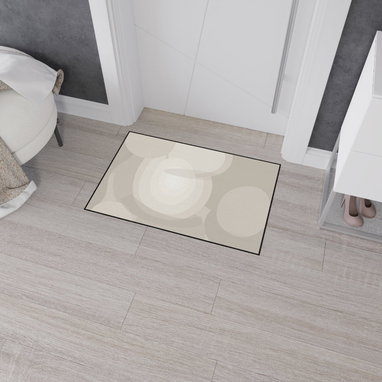 Neutral Abstract Circles Heavy Duty Floor Mat | Non-Slip Entry Rug