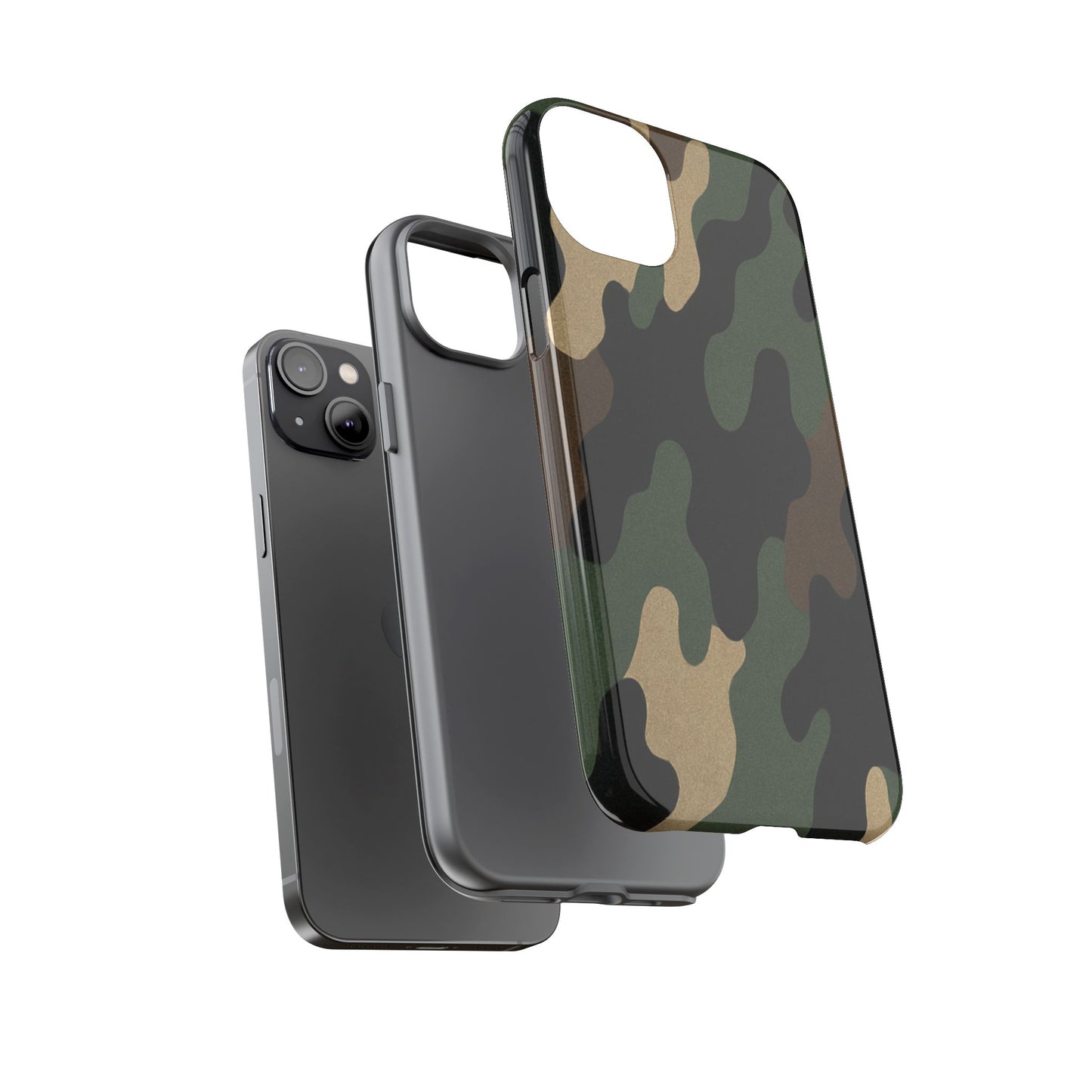 Military green camo tough phone case by Printify, rugged protective cover for smartphone with a durable, military-inspired design.