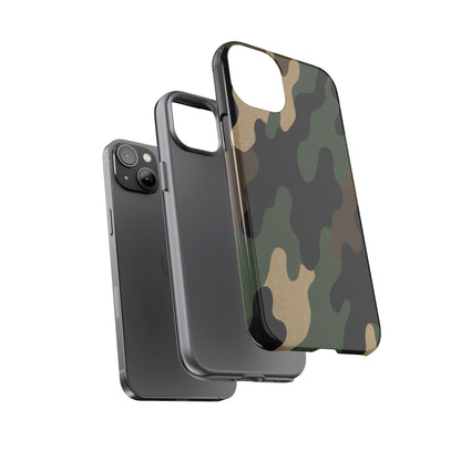 Military green camo tough phone case by Printify, rugged protective cover for smartphone with a durable, military-inspired design.