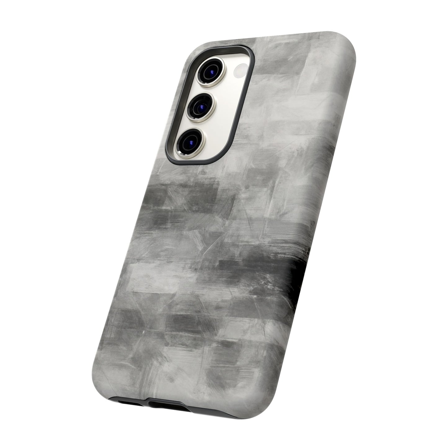 Abstract gray grid phone case for iPhone, tough protective cover by Printify with modern geometric design.