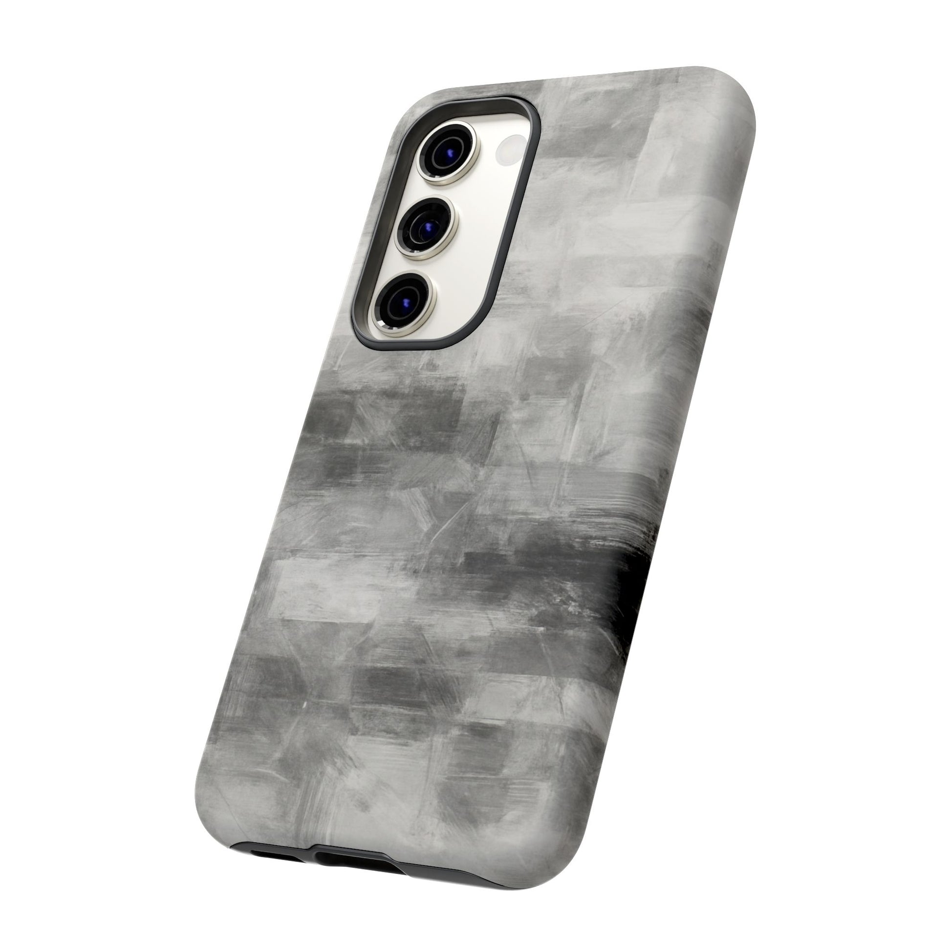 Abstract gray grid phone case for iPhone, tough protective cover by Printify with modern geometric design.