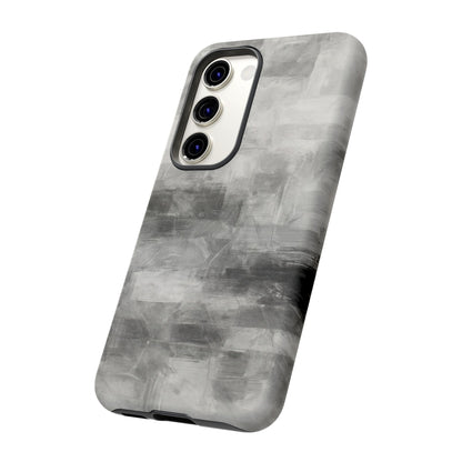 Abstract gray grid phone case for iPhone, tough protective cover by Printify with modern geometric design.