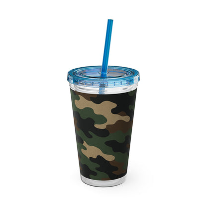 Stylish Camo Tumbler, 16oz Cup with Straw, Perfect for Outdoor Adventures, Gifts for Him, Travel Mug, Eco-friendly Drinkware, Camping - TRV