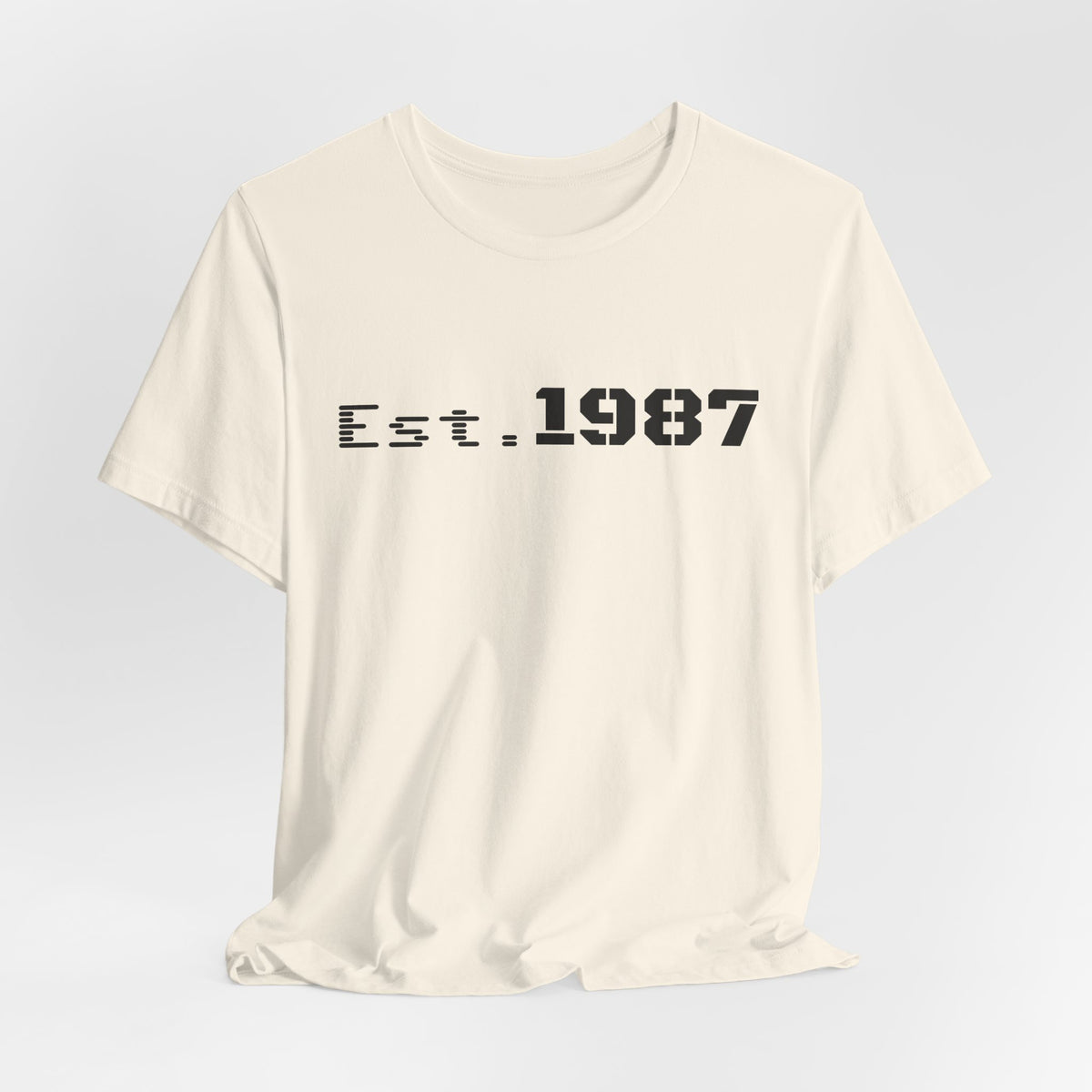 Vintage Est. 1987 T-Shirt by Printify featuring a classic born 1987 design on a casual cotton tee.