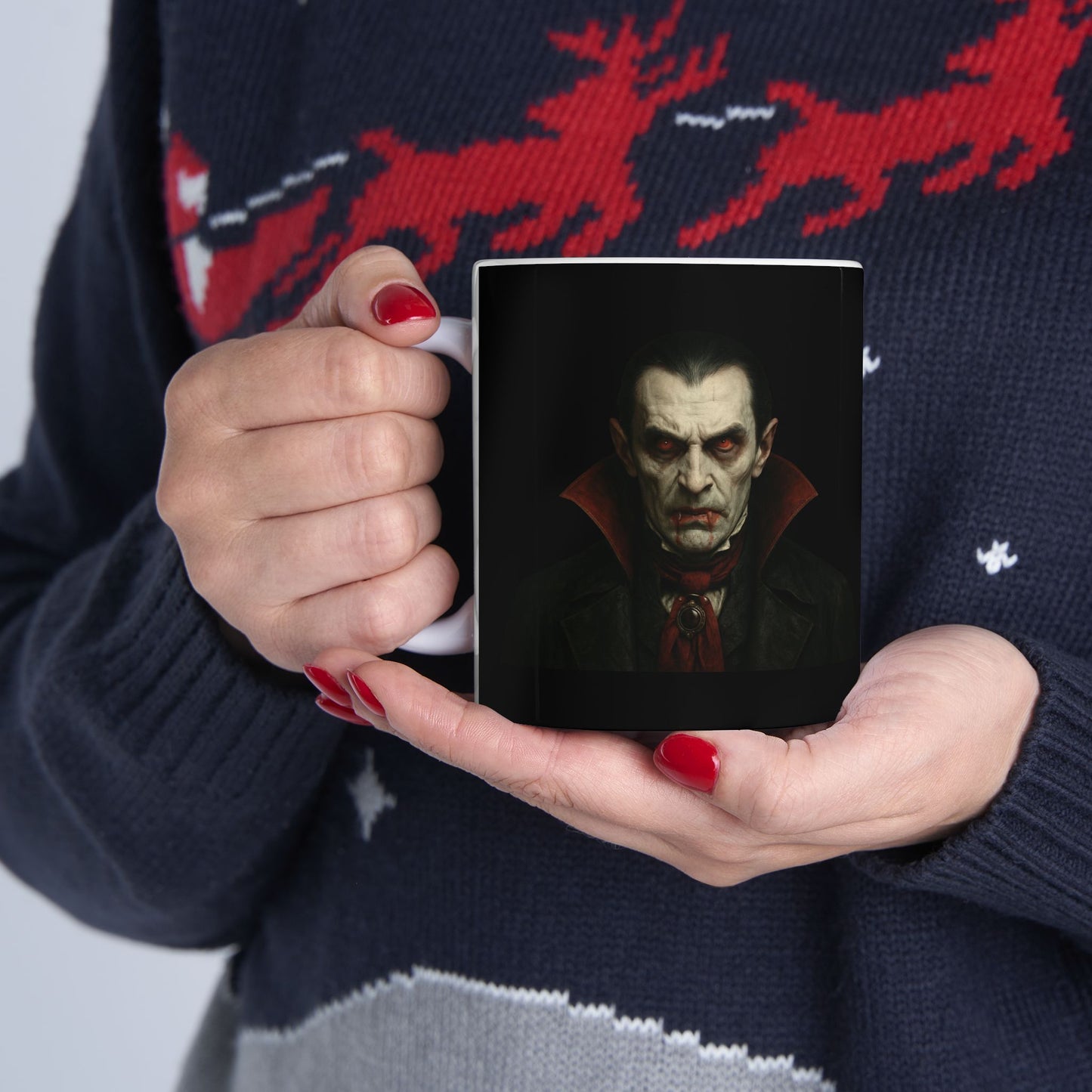 Gothic Dracula Vampire Ceramic Mug, Perfect for Halloween, Spooky Gifts, Coffee Lovers, Home Decor, 11oz & 15oz Sizes - TRV