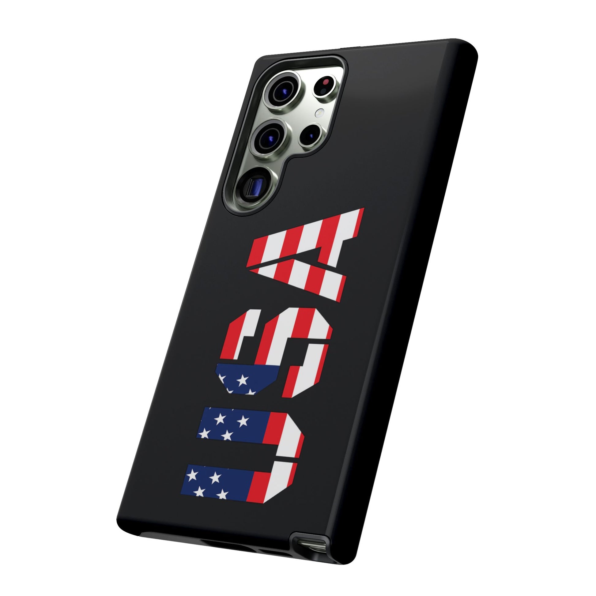 USA patriotic phone case with American flag design, tough protective cover for smartphones by Printify.