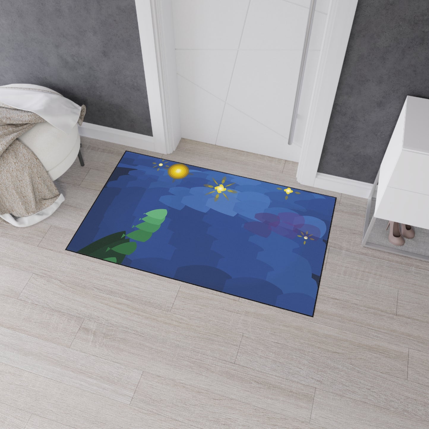 Starry Night impasto swirl Floor Mat | Van Gogh style abstract blue vortex - TRV