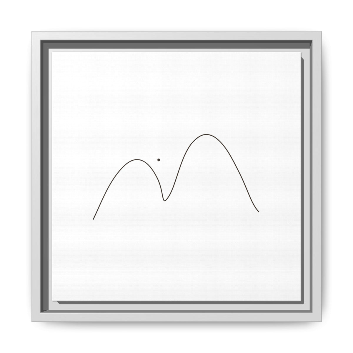 Minimalist mountain line art on framed matte canvas, modern nature-inspired wall decor by Printify