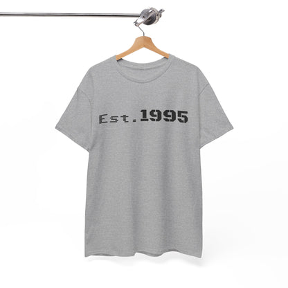 Vintage beige Est. 1995 T-shirt by Printify featuring minimalist design and birthday celebration theme on soft cotton fabric.