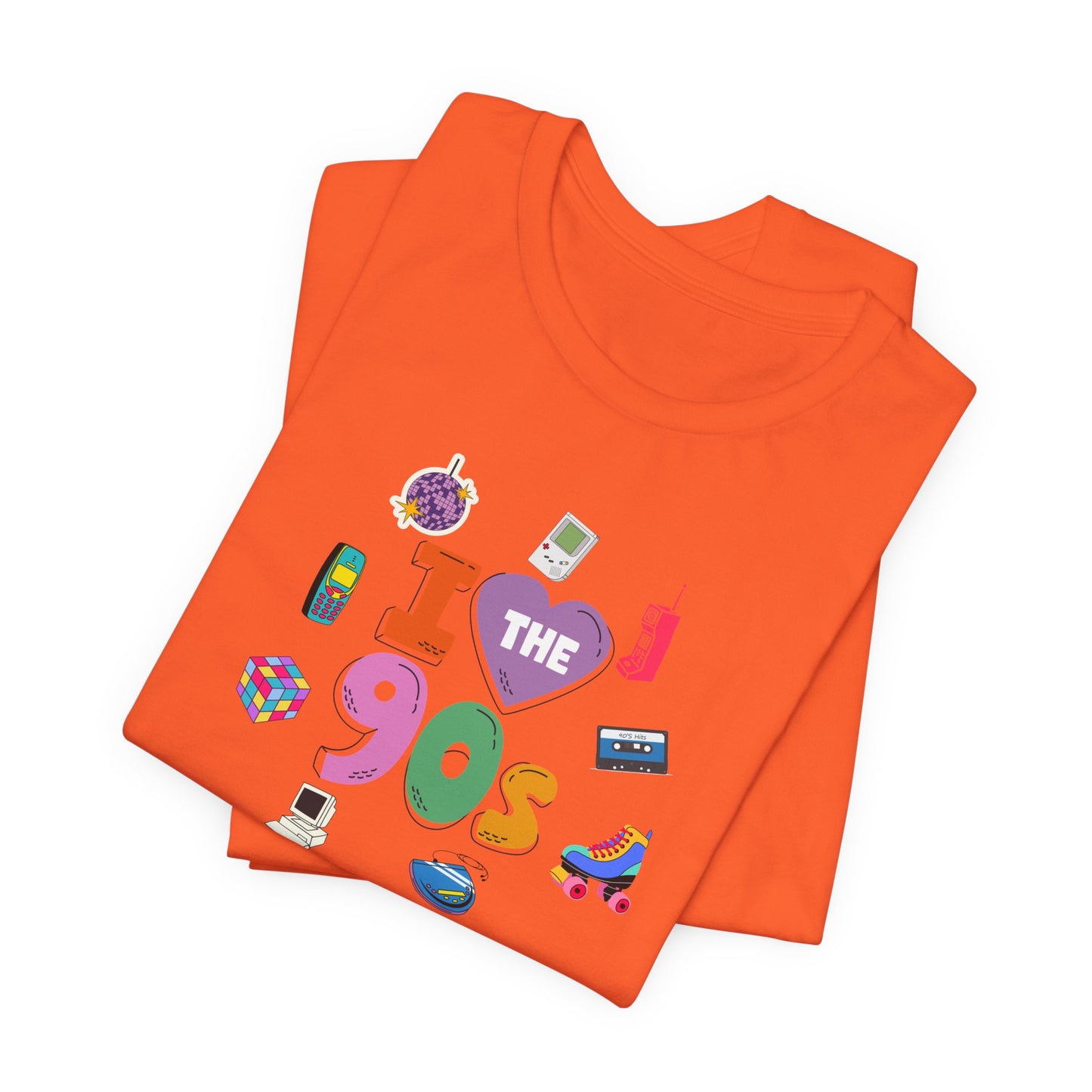 I  Love the 90's Short Sleeve Tee - Retro Graphic Tee, Vintage Style Shirt, Perfect for Casual Outings, 90s Nostalgia Apparel