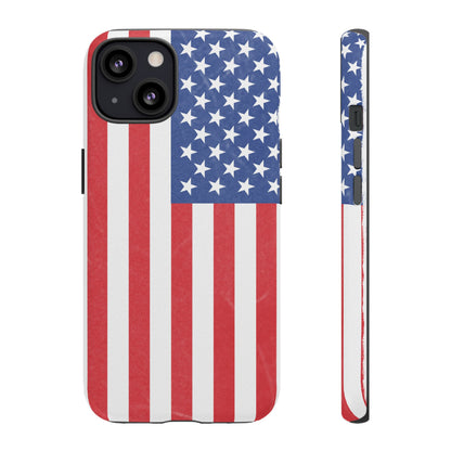 American flag tough phone case for iPhone by Printify, durable patriotic cover with bold flag design and protective features.