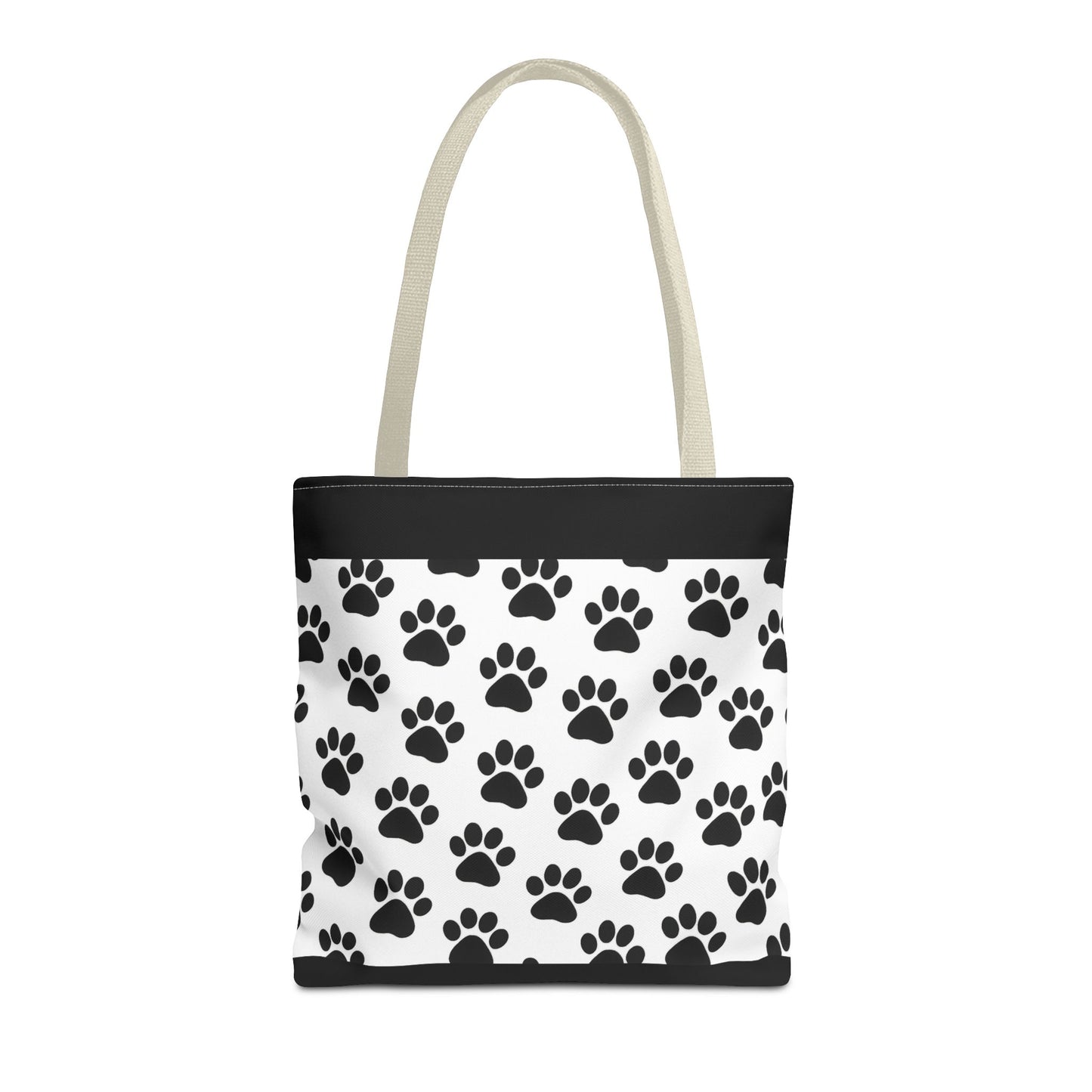 Eco-friendly paw print tote bag by Printify, featuring a stylish design perfect for dog and cat lovers.
