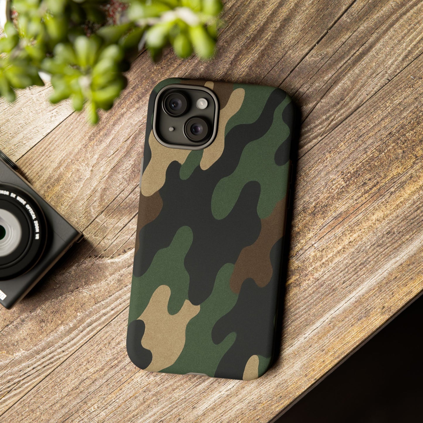 Rugged military green camo phone case by Printify, protective cover for smartphones with durable, tough design.