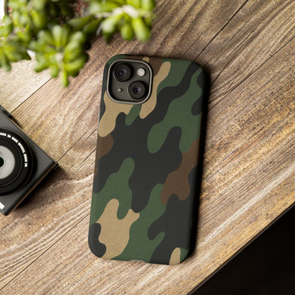 Rugged military green camo phone case by Printify, protective cover for smartphones with durable, tough design.