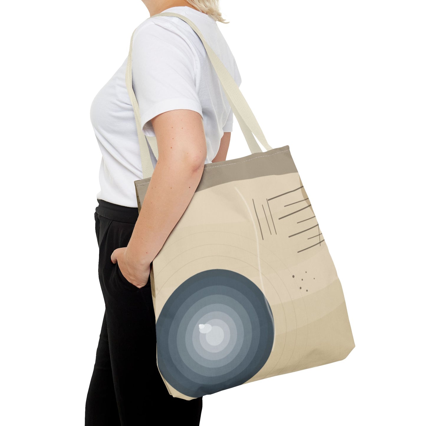 Abstract Neutral Waves Tote Bag | Geometric Circle Pattern