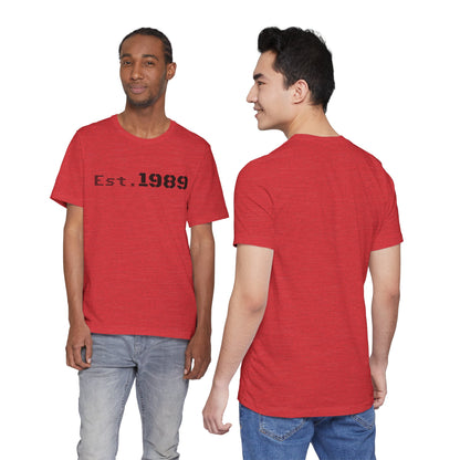 Vintage Est. 1989 graphic T-shirt by Printify featuring a retro design and classic style, perfect for casual wear.