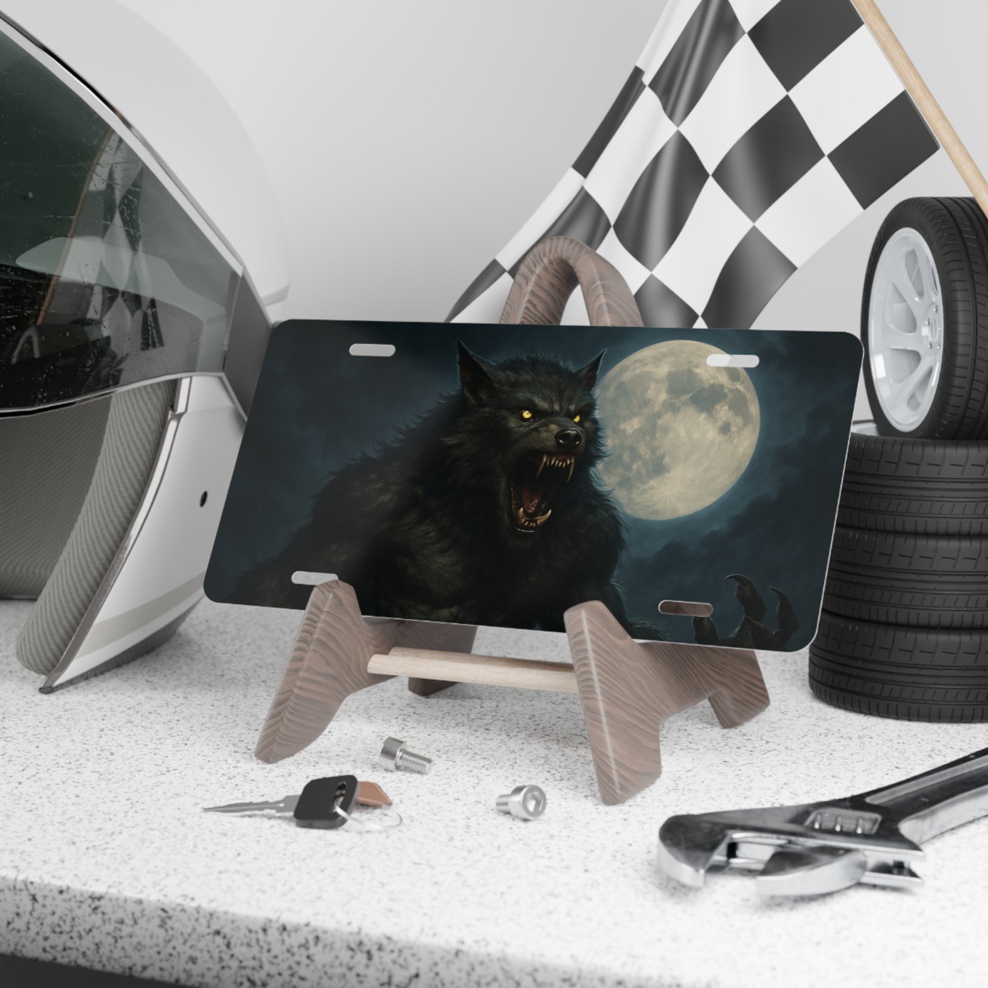 Mysterious Werewolf Vanity Plate, Decorative Car License, Personalized Gift for Car Lovers, Perfect for Halloween Decor, Unique Auto [...] - TRV