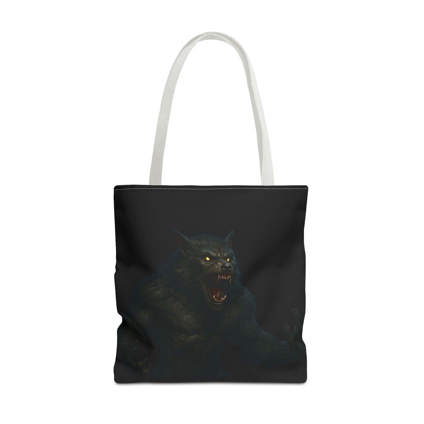 Werewolf tote bag with dark Halloween art, featuring horror-themed design, ideal for horror fans and Halloween gift ideas.