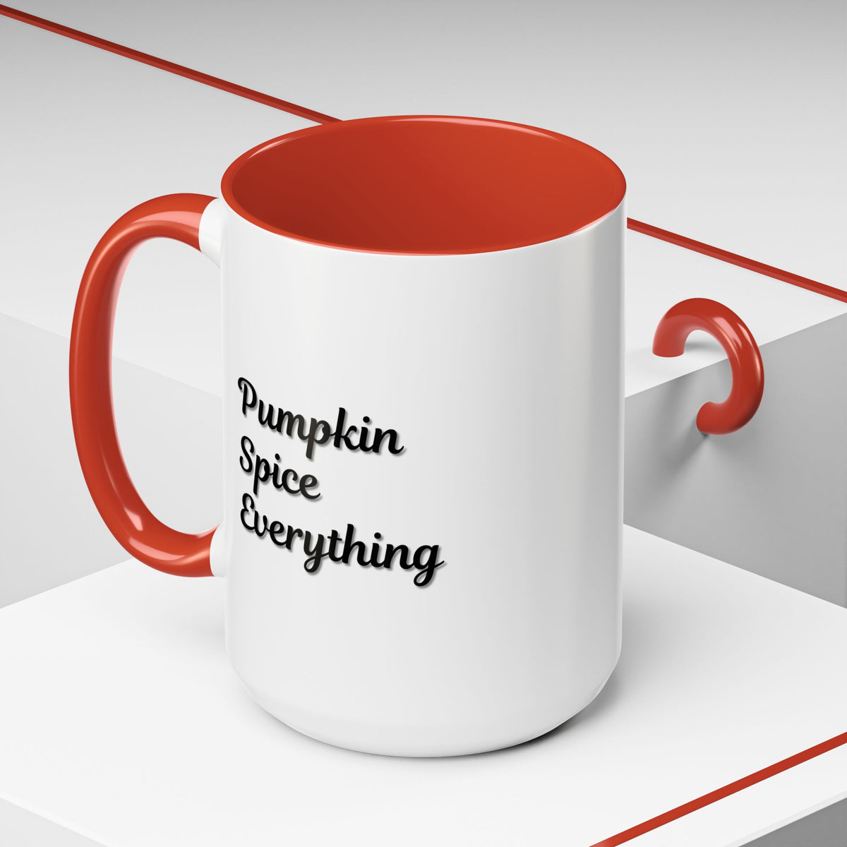 Pumpkin Spice Everything accent coffee mug by Printify, fall-themed ceramic cup with pumpkin and spice design, 11oz or 15oz size.