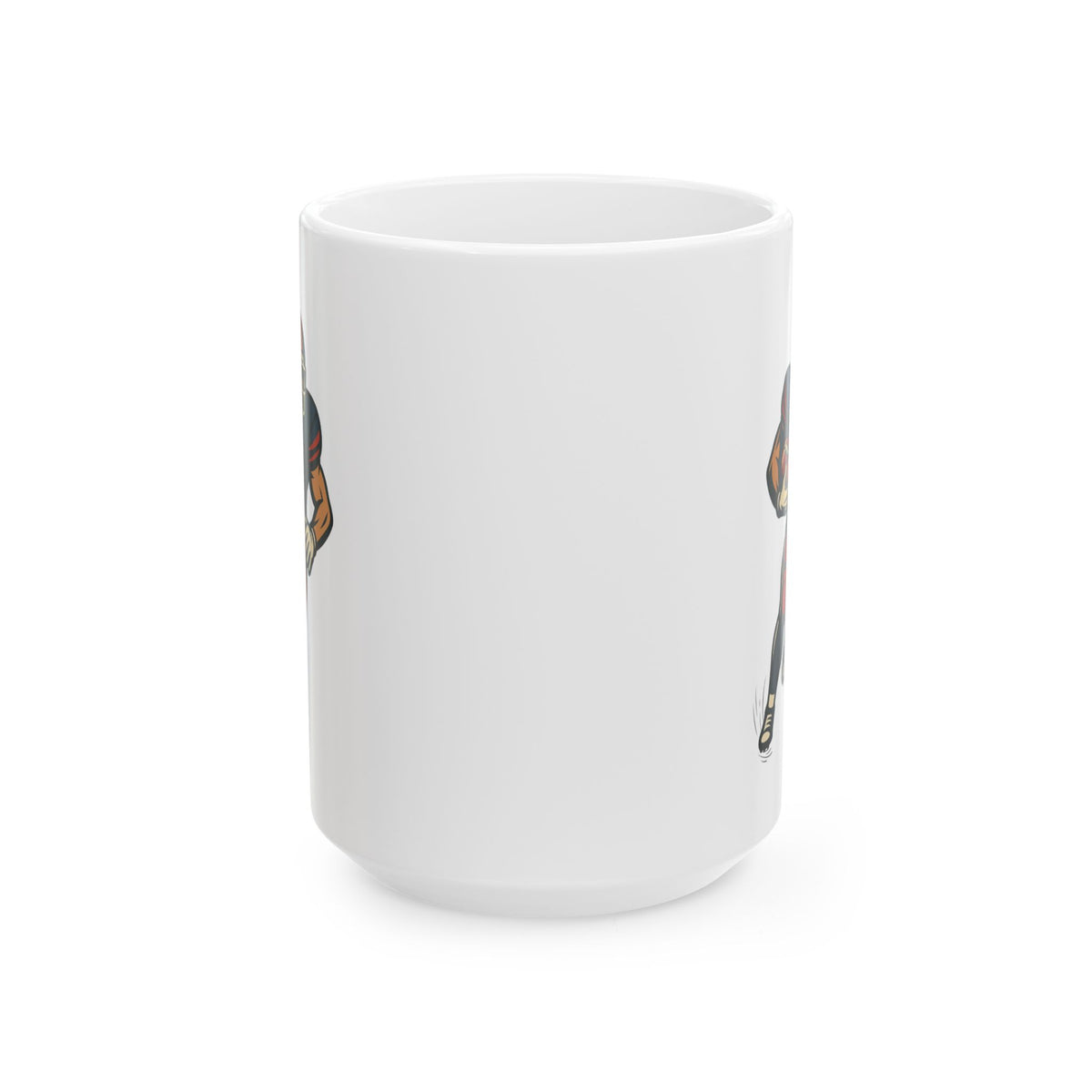Football player mug featuring a sports-themed design, perfect for game day fans, made by Printify.