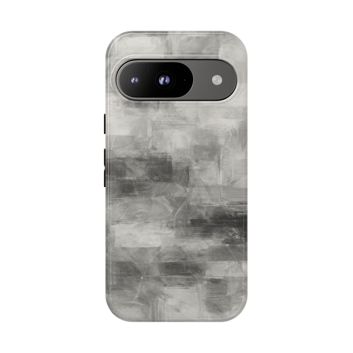 Abstract gray grid phone case for iPhone, tough protective cover by Printify, featuring a modern geometric design.