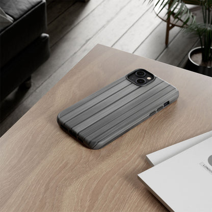 Ribbed metal texture iPhone phone case by Printify, tough protective cover with durable ribbed design.